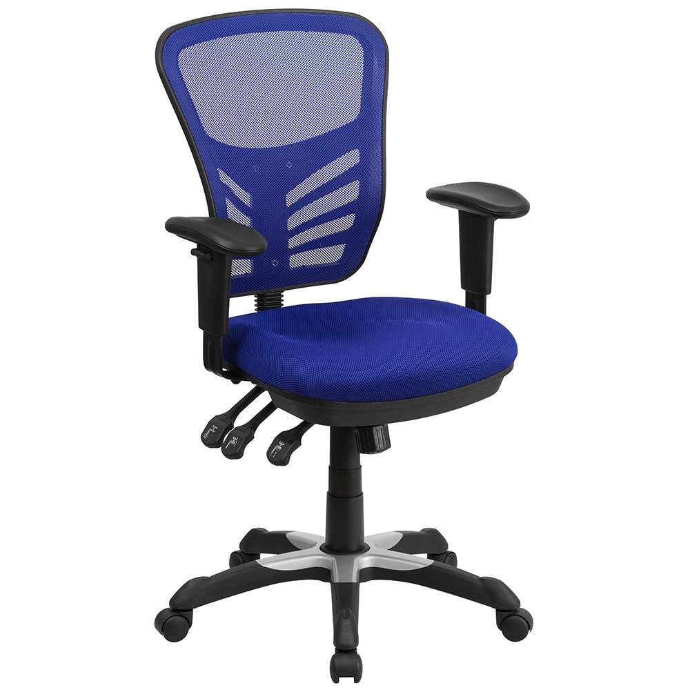 Flash Furniture HL-0001-BL-GG Swivel Office Chair w/ Mid Back - Blue Mesh Back & Seat