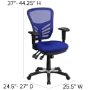 Flash Furniture HL-0001-BL-GG Swivel Office Chair w/ Mid Back - Blue Mesh Back & Seat thumbnail 2