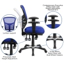 Flash Furniture HL-0001-BL-GG Swivel Office Chair w/ Mid Back - Blue Mesh Back & Seat thumbnail 6
