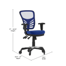 Flash Furniture HL-0001-BL-RLB-GG Swivel Office Chair w/ Mid Back & Roller Wheels - Blue Mesh Back & Seat thumbnail 2