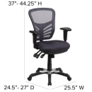 Flash Furniture HL-0001-DK-GY-GG Swivel Task Chair w/ Black Mesh Back & Padded Mesh Seat - Black & Silver Base w/ Casters thumbnail 2