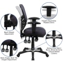 Flash Furniture HL-0001-DK-GY-GG Swivel Task Chair w/ Black Mesh Back & Padded Mesh Seat - Black & Silver Base w/ Casters thumbnail 6