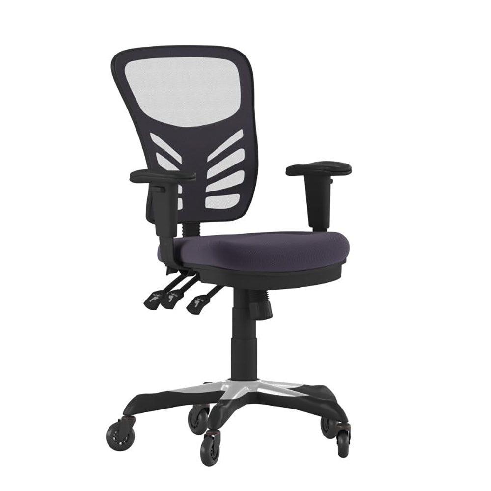 Flash Furniture HL-0001-DK-GY-RLB-GG Swivel Office Chair w/ Mid Back & Roller Wheels - Dark Gray Mesh Back & Seat