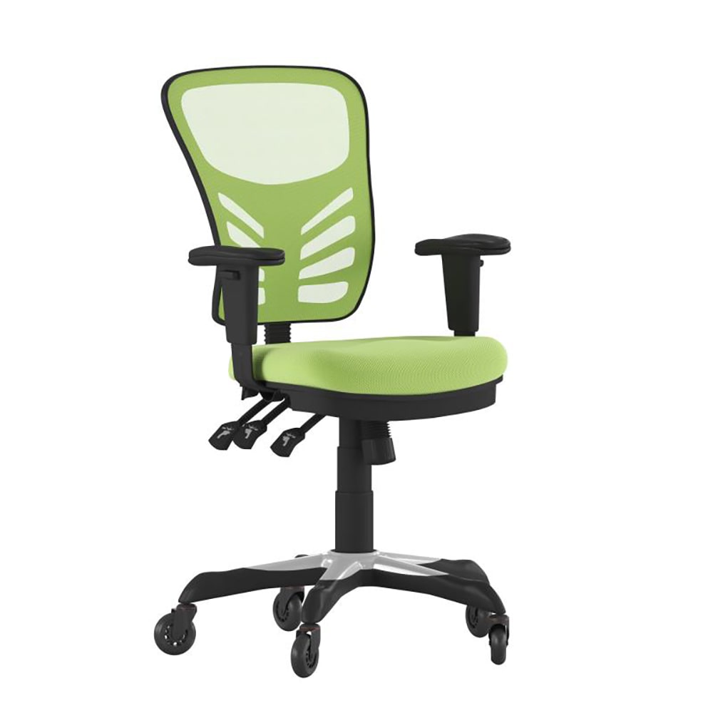 Flash Furniture HL-0001-GN-RLB-GG Swivel Office Chair w/ Mid Back & Roller Wheels - Green Mesh Back & Seat