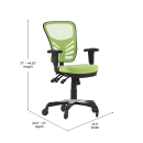 Flash Furniture HL-0001-GN-RLB-GG Swivel Office Chair w/ Mid Back & Roller Wheels - Green Mesh Back & Seat thumbnail 3