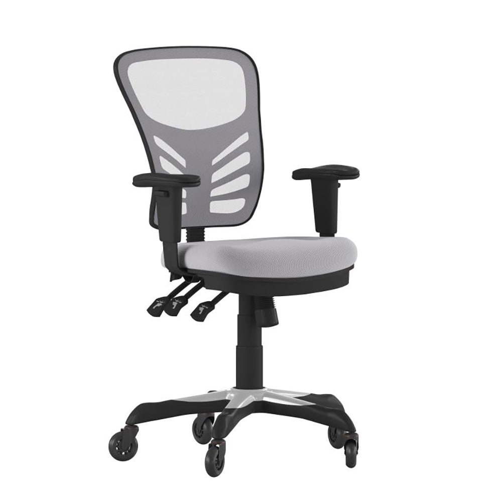 Flash Furniture HL-0001-GY-RLB-GG Swivel Office Chair w/ Mid Back & Roller Wheels - Gray Mesh Back & Seat