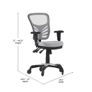 Flash Furniture HL-0001-GY-RLB-GG Swivel Office Chair w/ Mid Back & Roller Wheels - Gray Mesh Back & Seat thumbnail 3