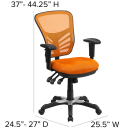 Flash Furniture HL-0001-OR-GG Swivel Office Chair w/ Mid Back - Orange Mesh Back & Seat thumbnail 2