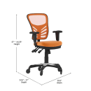 Flash Furniture HL-0001-OR-RLB-GG Swivel Office Chair w/ Mid Back & Roller Wheels - Orange Mesh Back & Seat thumbnail 3