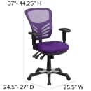 Flash Furniture HL-0001-PUR-GG Swivel Office Chair w/ Mid Back - Purple Mesh Back & Seat thumbnail 2