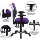 Flash Furniture HL-0001-PUR-GG Swivel Office Chair w/ Mid Back - Purple Mesh Back & Seat thumbnail 6