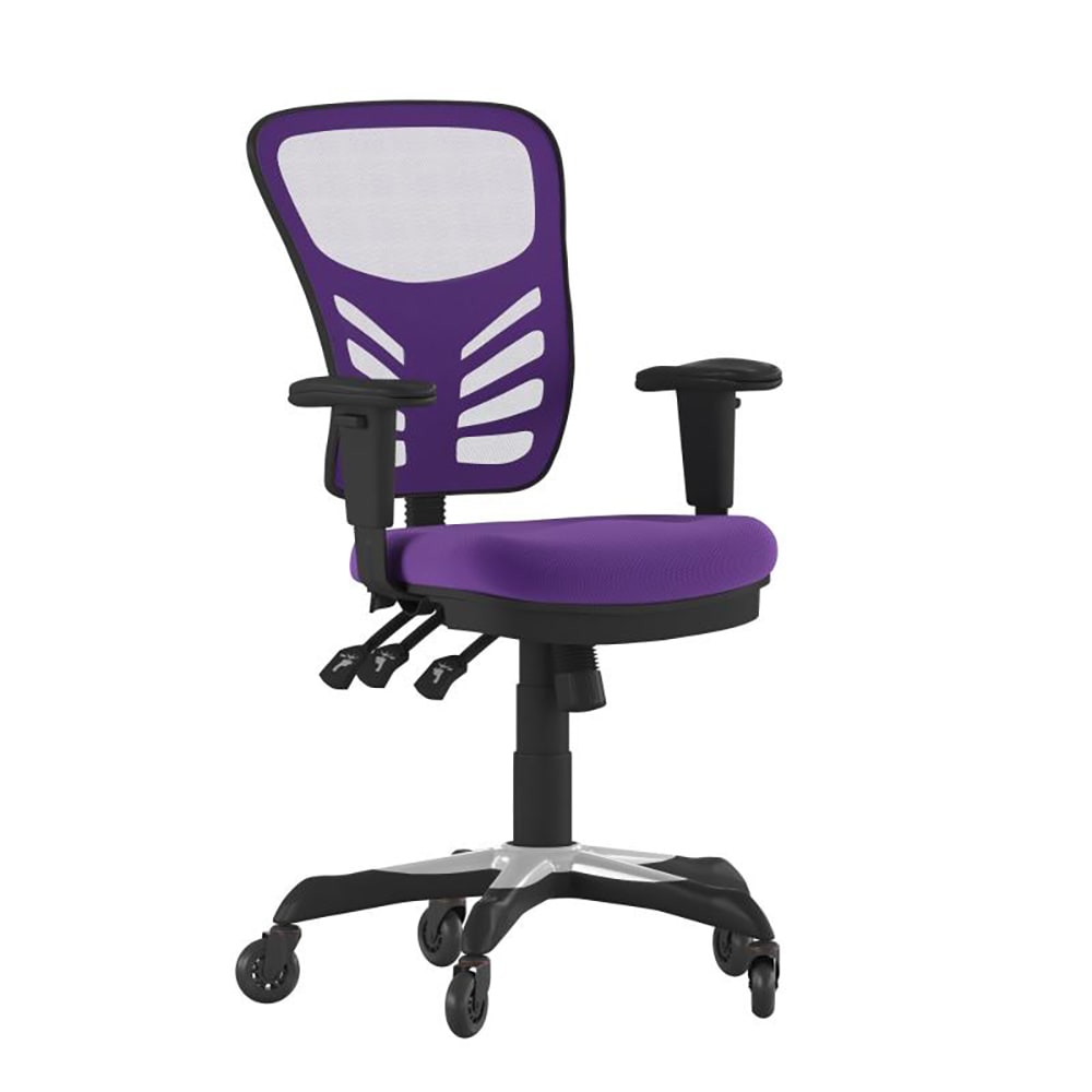 Flash Furniture HL-0001-PUR-RLB-GG Swivel Office Chair w/ Mid Back & Roller Wheels - Purple Mesh Back & Seat