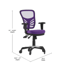 Flash Furniture HL-0001-PUR-RLB-GG Swivel Office Chair w/ Mid Back & Roller Wheels - Purple Mesh Back & Seat thumbnail 3