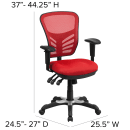 Flash Furniture HL-0001-RED-GG Swivel Office Chair w/ Mid Back - Red Mesh Back & Seat thumbnail 2