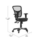 Flash Furniture HL-0001-RLB-GG Swivel Office Chair w/ Mid Back & Roller Wheels - Black Mesh Back & Seat thumbnail 3