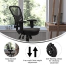 Flash Furniture HL-0001-RLB-GG Swivel Office Chair w/ Mid Back & Roller Wheels - Black Mesh Back & Seat thumbnail 5