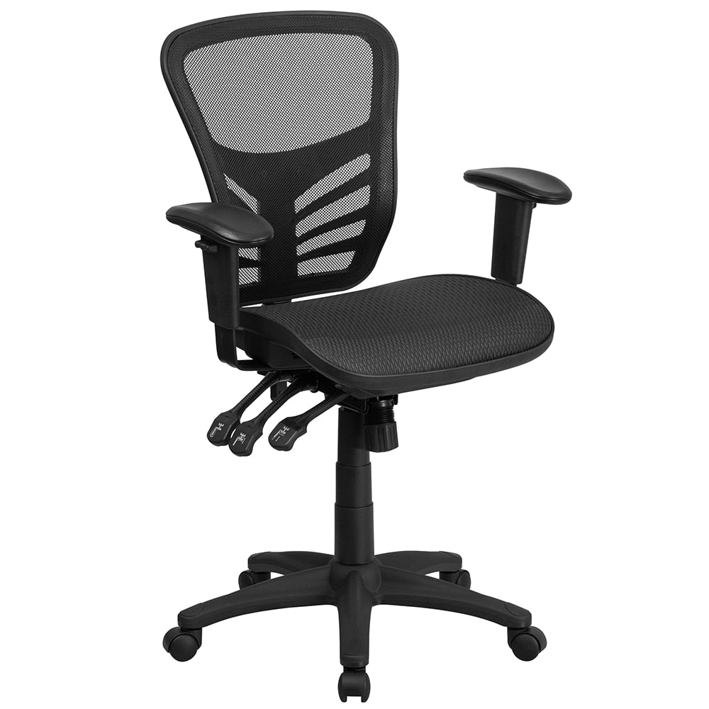 Flash Furniture HL-0001T-GG Swivel Office Chair w/ Mid Back - Black Mesh Back & Seat