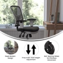 Flash Furniture HL-0001-WH-BK-RLB-GG Swivel Office Chair w/ Mid Back & Roller Wheels - Black Mesh Back & Seat, White Base thumbnail 5