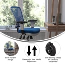 Flash Furniture HL-0001-WH-BLUE-RLB-GG Swivel Office Chair w/ Mid Back & Roller Wheels - Blue Mesh Back & Seat, White Base thumbnail 5