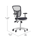 Flash Furniture HL-0001-WH-DKGY-RLB-GG Swivel Office Chair w/ Mid Back & Roller Wheels - Dark Gray Mesh Back & Seat, White Base thumbnail 3
