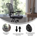 Flash Furniture HL-0001-WH-DKGY-RLB-GG Swivel Office Chair w/ Mid Back & Roller Wheels - Dark Gray Mesh Back & Seat, White Base thumbnail 5