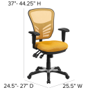 Flash Furniture HL-0001-YEL-GG Swivel Office Chair w/ Mid Back - Yellow Orange Mesh Back & Seat thumbnail 2
