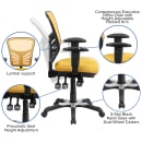 Flash Furniture HL-0001-YEL-GG Swivel Office Chair w/ Mid Back - Yellow Orange Mesh Back & Seat thumbnail 6