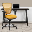 Flash Furniture HL-0001-YEL-GG Swivel Office Chair w/ Mid Back - Yellow Orange Mesh Back & Seat thumbnail 9