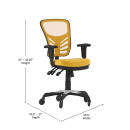 Flash Furniture HL-0001-YEL-RLB-GG Swivel Office Chair w/ Mid Back & Roller Wheels - Yellow Mesh Back & Seat thumbnail 3