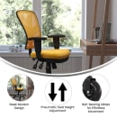 Flash Furniture HL-0001-YEL-RLB-GG Swivel Office Chair w/ Mid Back & Roller Wheels - Yellow Mesh Back & Seat thumbnail 5