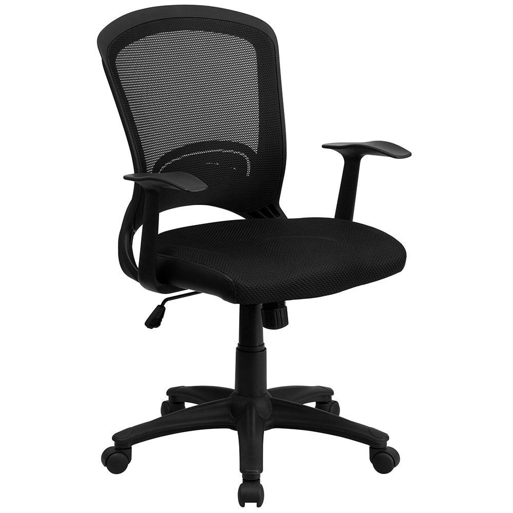 Flash Furniture HL-0007-GG Swivel Office Chair w/ Mid Back - Black Mesh Back & Seat