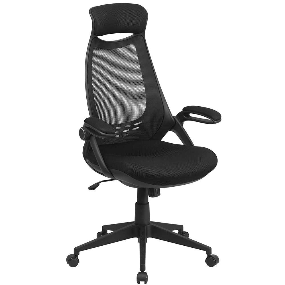 Flash Furniture HL-0018-GG Swivel Office Chair w/ High Back - Black Mesh Back & Seat