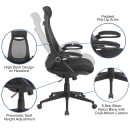 Flash Furniture HL-0018-GG Swivel Office Chair w/ High Back - Black Mesh Back & Seat thumbnail 6
