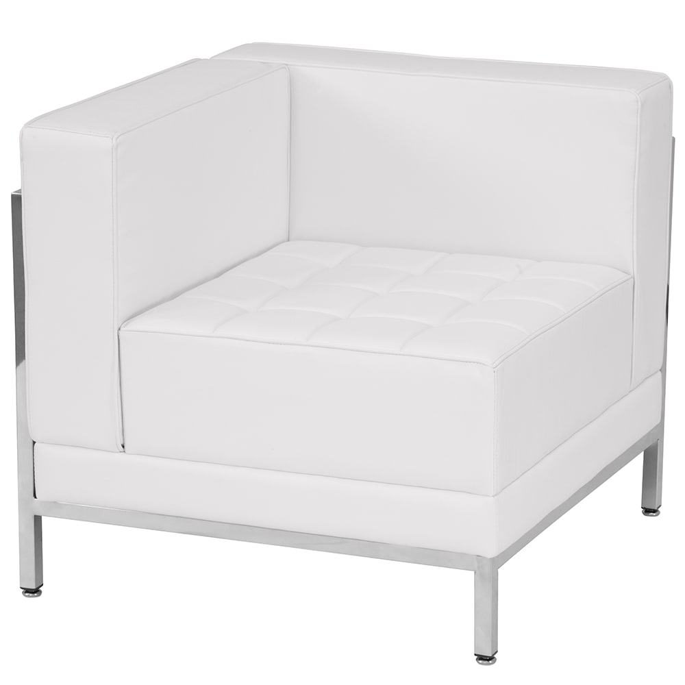 Flash Furniture ZB-IMAG-LEFT-CORNER-WH-GG Modular Left Corner Chair - White LeatherSoft Upholstery, Stainless Legs