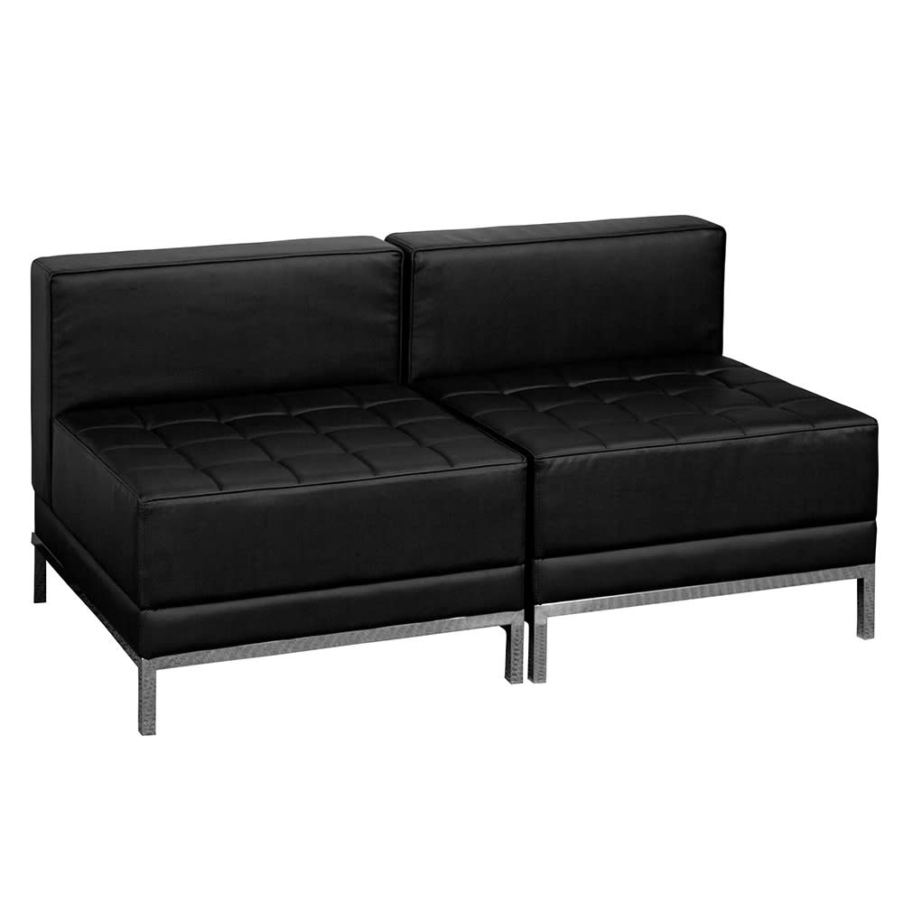 Flash Furniture ZB-IMAG-MIDCH-2-GG 2 Piece Modular Lounge Chair Set - Black LeatherSoft Upholstery, Stainless Legs