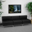 Flash Furniture ZB-IMAG-MIDCH-3-GG 3 Piece Modular Lounge Chair Set - Black LeatherSoft Upholstery, Stainless Legs thumbnail 2