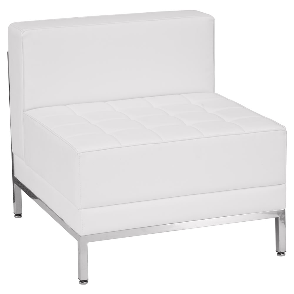 Flash Furniture ZB-IMAG-MIDDLE-WH-GG Modular Middle Chair - White LeatherSoft Upholstery, Stainless Base