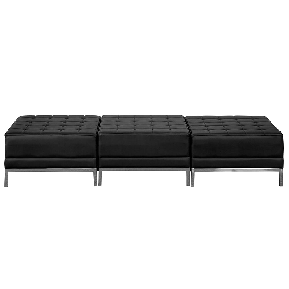 Flash Furniture ZB-IMAG-OTTO-3-GG 3 Piece Modular Bench w/ Black LeatherSoft Upholstery - 84"W x 28"D x 17"H