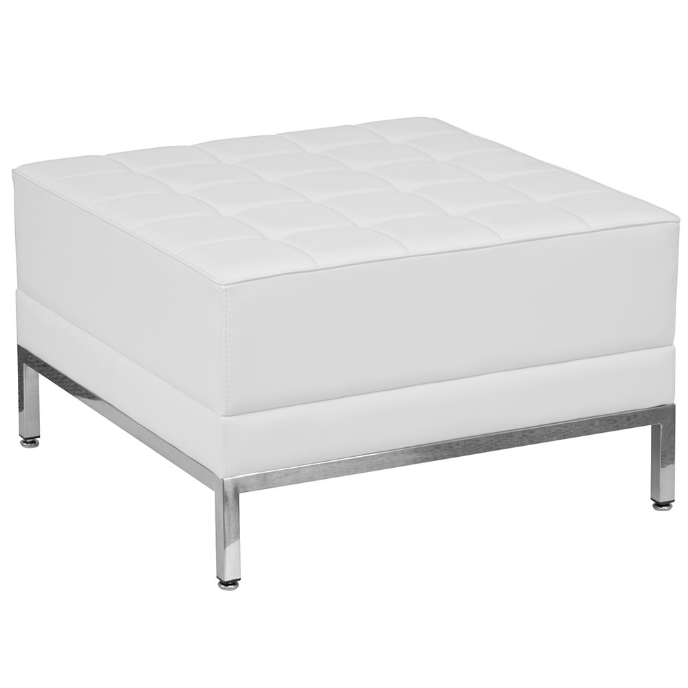 Flash Furniture ZB-IMAG-OTTOMAN-WH-GG 28" Square Ottoman - 17"H, White LeatherSoft Upholstery