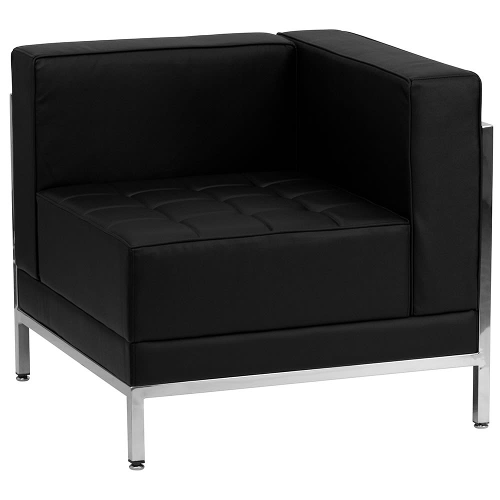 Flash Furniture ZB-IMAG-RIGHT-CORNER-GG Modular Right Corner Chair - Black LeatherSoft Upholstery, Stainless Legs
