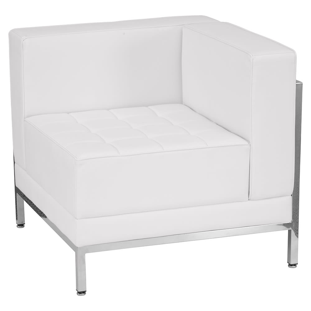 Flash Furniture ZB-IMAG-RIGHT-CORNER-WH-GG Modular Right Corner Chair - White LeatherSoft Upholstery, Stainless Legs
