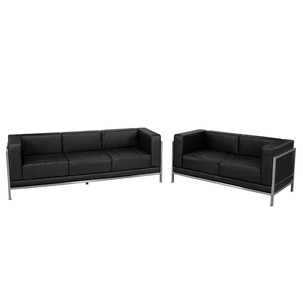 Flash Furniture ZB-IMAG-SET2-GG 2 Piece Sofa Set - Black LeatherSoft Upholstery, Stainless Steel Legs
