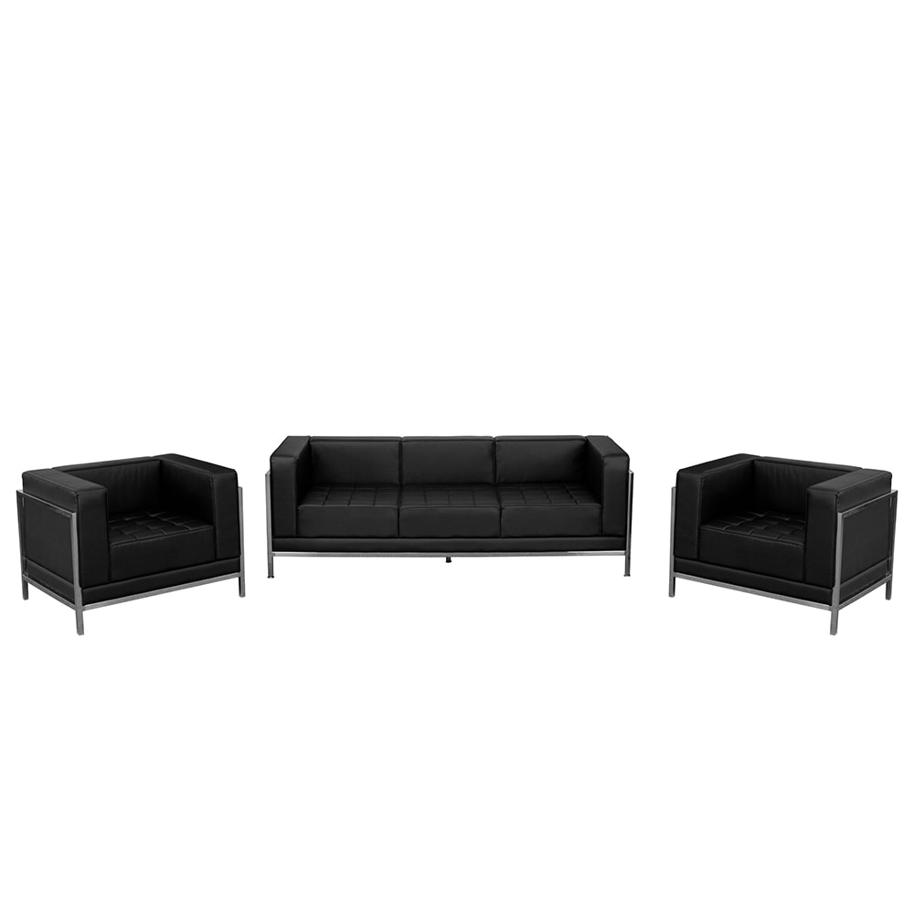 Flash Furniture ZB-IMAG-SET3-GG 3 Piece Sofa Set - Black LeatherSoft Upholstery, Stainless Steel Legs