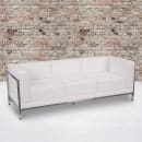Flash Furniture ZB-IMAG-SOFA-WH-GG 79" Sofa w/ White LeatherSoft Upholstery - Stainless Steel Legs & Accent Bar thumbnail 4