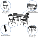 Flash Furniture JB-1-GG 33 1/2" Square Folding Card Table & (4) Folding Chairs Set - Black Padded Vinyl Top, 27 3/4"H thumbnail 6
