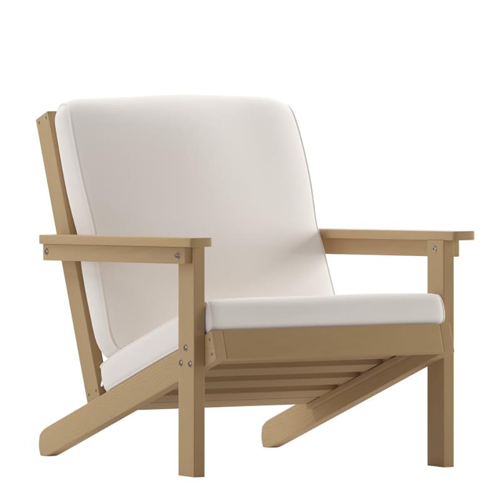 Flash Furniture JJ-C14021-BR-GG Outdoor Adirondack Patio Club Chair - Cream Fabric w/ Natural Cedar Resin Frame