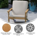 Flash Furniture JJ-C14021-BR-GG Outdoor Adirondack Patio Club Chair - Cream Fabric w/ Natural Cedar Resin Frame thumbnail 4