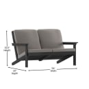 Flash Furniture JJ-C14022-BK-GG Outdoor Adirondack Patio Loveseat - Charcoal Cushions w/ Black Resin Frame thumbnail 2