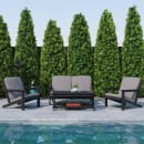 Flash Furniture JJ-C14022-BK-GG Outdoor Adirondack Patio Loveseat - Charcoal Cushions w/ Black Resin Frame thumbnail 3