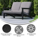 Flash Furniture JJ-C14022-BK-GG Outdoor Adirondack Patio Loveseat - Charcoal Cushions w/ Black Resin Frame thumbnail 4